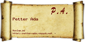 Petter Ada névjegykártya